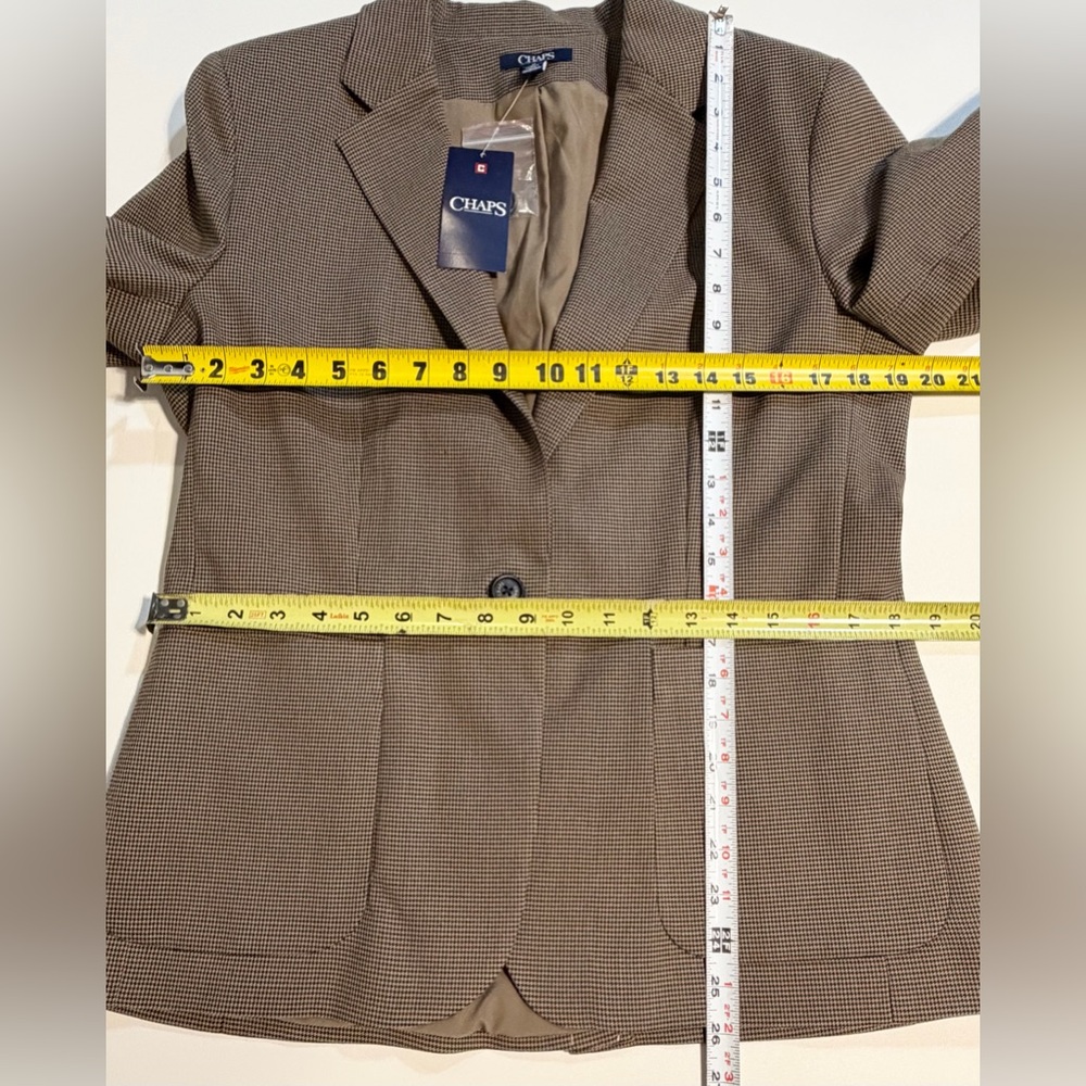 Chaps houndstooth plaid check blazer women’s suit jacket coat New brown neutral - Picture 12 of 13